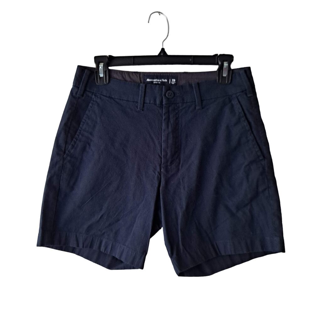 Abercrombie & Fitch Stretch Chino Shorts Flat Front Cotton Navy Blue Men Size 29